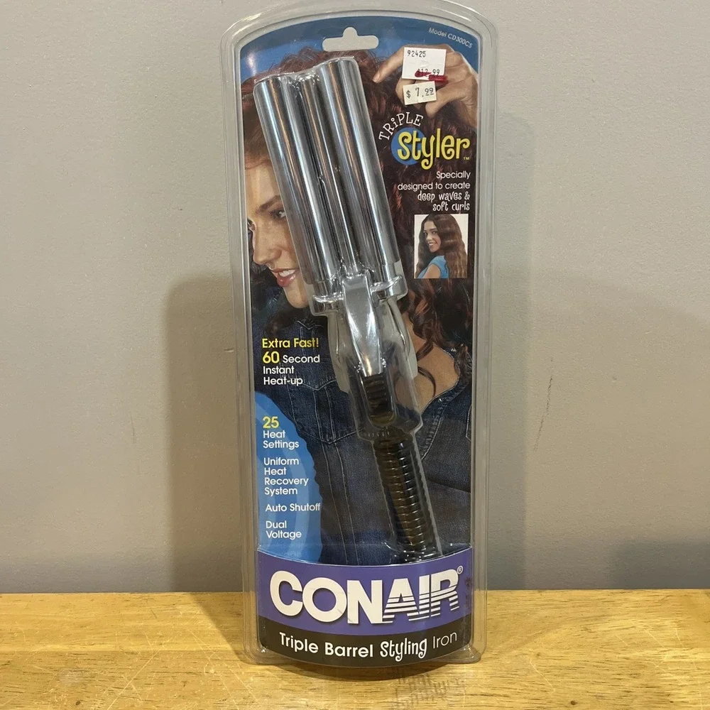 Vtg Conair Triple Barrel‎ Styling Iron 2003 CD300CS NOS